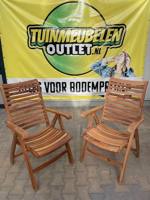 Teakhout verstelbare tuinstoel, Tuin en Terras, Tuinstoelen, Zo goed als nieuw, Inklapbaar, Verstelbaar, Teakhout, Ophalen