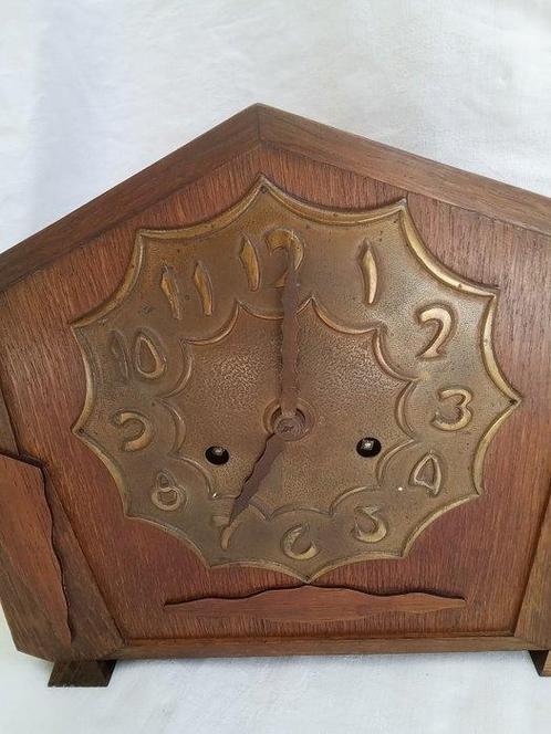 Schoorsteenklok - Art Deco Hout en Messing - 1928, Antiek en Kunst, Antiek | Klokken