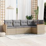 vidaXL 5-delige Loungeset met kussens poly rattan beige, Verzenden, Nieuw, Rotan, Loungeset