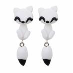 Fako Bijoux® - Oorbellen - Dansende Kat - Wit, Verzenden, Nieuw