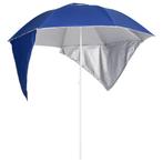 vidaXL Strandparasol met zijwanden 215 cm blauw, Tuin en Terras, Verzenden, Nieuw, 1 tot 2 meter, Strandparasol