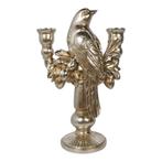 Kaarsenhouder vogel hars zilver 18,5x10x28,7cm, Verzenden, Nieuw