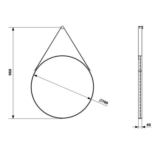 Badkamerspiegel Sapho Orbiter Rond met Leren Band 70 cm, Doe-het-zelf en Verbouw, Sanitair, Ophalen of Verzenden
