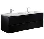 Badkamermeubel Set Angela 140cm Mat Zwart Badmeubel, Verzenden, Nieuw, Wastafelkast