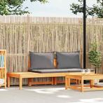 vidaXL Tuinbank met tafel en donkergrijze kussens massief, Tuin en Terras, Tuinsets en Loungesets, Verzenden, Nieuw, Hardhout