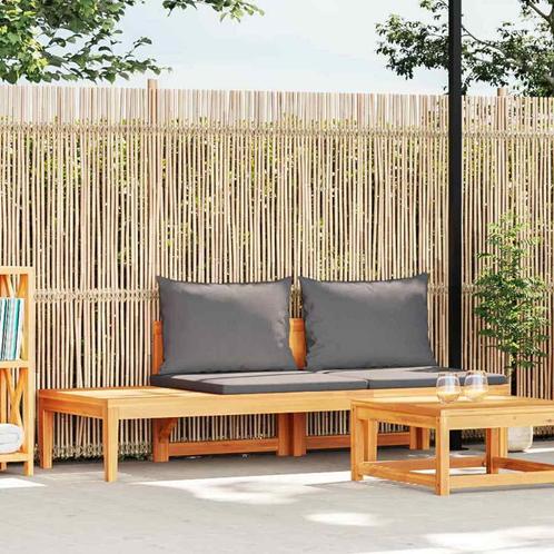 vidaXL Tuinbank met tafel en donkergrijze kussens massief, Tuin en Terras, Tuinsets en Loungesets, Nieuw, Hardhout, Verzenden