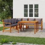 vidaXL 7-delige Tuinset met kussens massief acaciahout, Verzenden, Nieuw, Hardhout, Tuinset