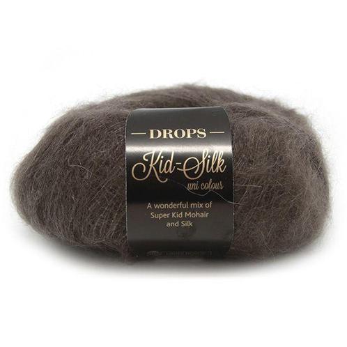 DROPS Kid-Silk Uni Colour - 15 donkerbruin - Mohair Garen, Hobby en Vrije tijd, Breien en Haken, Ophalen of Verzenden
