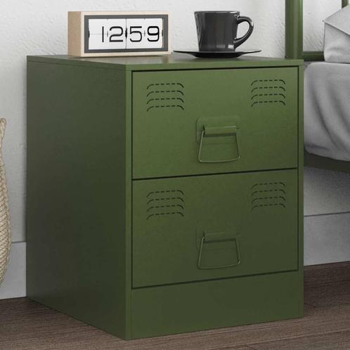 vidaXL Nachtkastje 34,5x39x44 cm staal groen, Huis en Inrichting, Slaapkamer | Nachtkastjes, Nieuw, Minder dan 45 cm, Metaal of Aluminium