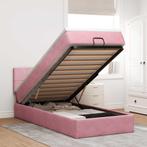 vidaXL Bed poef met matras en LEDs 80x200 cm fluweel roze, Eenpersoons, Verzenden, Nieuw, 80 cm