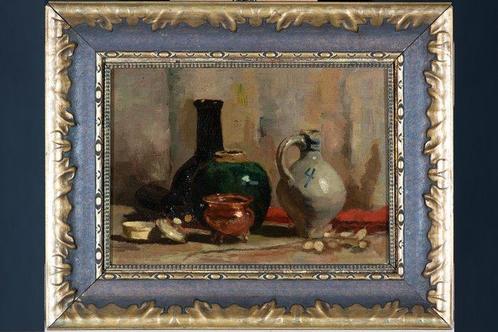 Hollandse School (XIX) - Stilleven met Kruiken en Flessen, Antiek en Kunst, Kunst | Schilderijen | Klassiek
