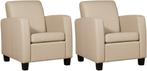 Taupe leren landelijke stoels - poot hout zwart - Toledo Le, Huis en Inrichting, Fauteuils, Nieuw, Ophalen of Verzenden, Landelijk