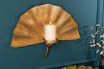 Decoratieve kandelaar GINKGO 44cm goud handgemaakt metalen, Huis en Inrichting, Nieuw, Ophalen of Verzenden