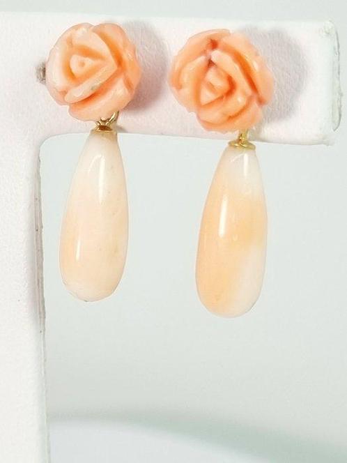 Zonder Minimumprijs - Oorbellen - 18 karaat Geel goud Koraal, Sieraden, Tassen en Uiterlijk, Oorbellen