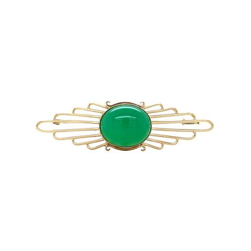 Gouden vintage broche met chrysopraas 14 krt, Sieraden, Tassen en Uiterlijk, Broches, Nieuw, Ophalen of Verzenden