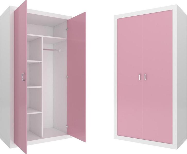 Grote houten kinderkledingkast - 90x190x50 cm - wit/roze..., Huis en Inrichting, Kasten | Kledingkasten, Nieuw, Ophalen of Verzenden