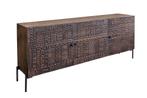Dressoir TRIBAL 180cm 3D antieklook mangohout donkerbruin -, Huis en Inrichting, Kasten | Dressoirs, Ophalen of Verzenden, Nieuw