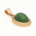 Zonder Minimumprijs - Hanger - 14 karaat Geel goud - Nefriet, Sieraden, Tassen en Uiterlijk, Antieke sieraden