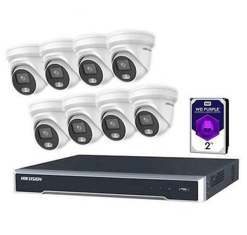 ColorVu IP set, 24/7 Fulltime kleur, 8 Dome’s met Audio +2TB beschikbaar voor biedingen