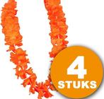 Oranje Feestkleding | 4 stuks Oranje Krans Hawaii de Luxe |, Hobby en Vrije tijd, Nieuw, Verzenden