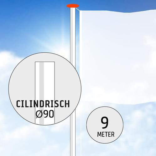Aluminium vlaggenmast 9 meter Ø 90mm., Diversen, Vlaggen en Wimpels, Nieuw