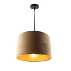 Hanglamp Urvin, taupe met goud velours, 30 cm, Huis en Inrichting, Lampen | Hanglampen, Nieuw, Ophalen of Verzenden, 75 cm of meer