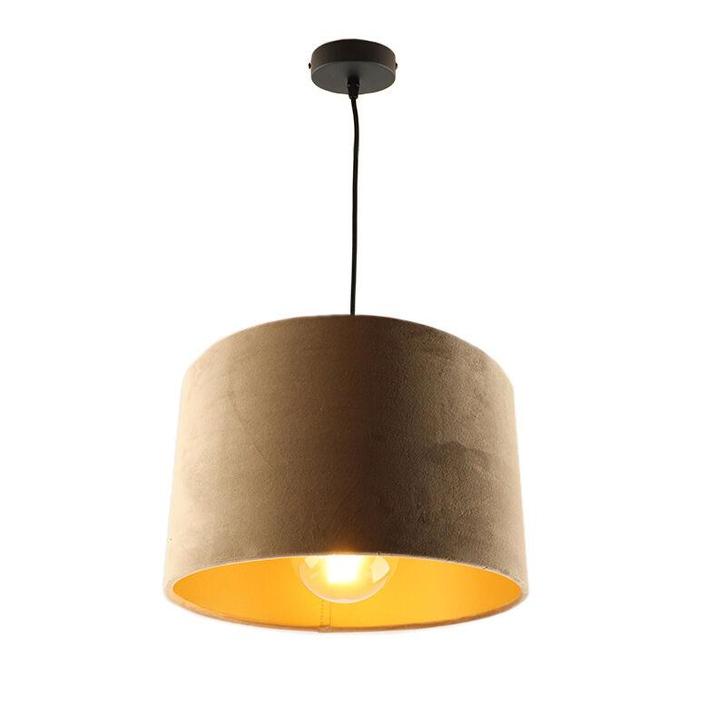 Hanglamp Urvin, taupe met goud velours, 30 cm, Huis en Inrichting, Lampen | Hanglampen, Nieuw, Stof, 75 cm of meer, Ophalen of Verzenden