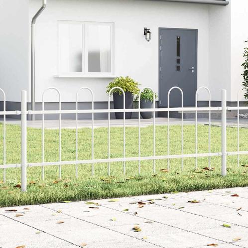 vidaXL Tuin Hek Wit 3.4 x 0.6 m Poedergecoat staal, Tuin en Terras, Schuttingen, Nieuw, IJzer, Verzenden