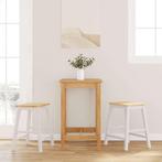 vidaXL Barstoelen 2 st massief hout wit, Huis en Inrichting, Barkrukken, Verzenden, Nieuw