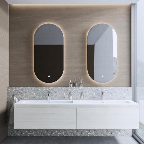 Badkamermeubelset BWS Anubis 140cm 2 Laden Monaco Wit Eiken, Doe-het-zelf en Verbouw, Sanitair, Bad, Nieuw, Ophalen of Verzenden