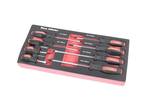 TM 8 Delige Schroevendraaier set in foam carbon look inlay, Auto diversen, Autogereedschap, Nieuw, Verzenden