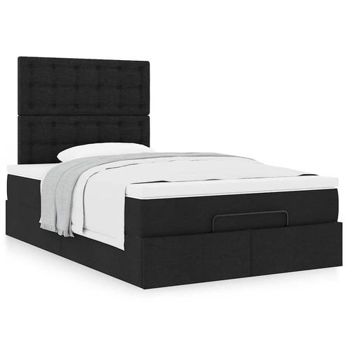 vidaXL Ottoman bed met matras 120x200cm stof zwart, Huis en Inrichting, Slaapkamer | Bedden, 120 cm, 200 cm, Zwart, Twijfelaar