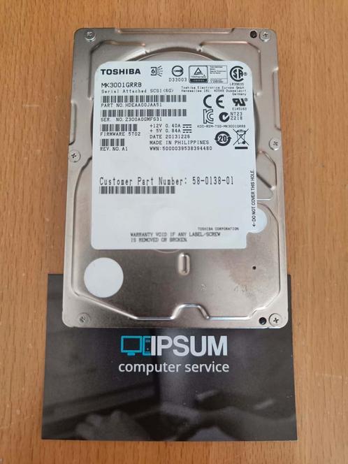 Toshiba MK3001GRRB 300GB 15k SAS schijf, Computers en Software, Harde schijven, Refurbished, Ophalen of Verzenden