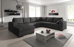 Hoekbank - Antraciet - Leer - Links Met lounge | 326x261, Huis en Inrichting, Verzenden, Vierpersoons of meer, 300 cm of meer