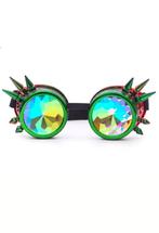 Goggles Steampunk Bril Spikes Groen Rood Montuur Caleidoscoo, Kleding | Dames, Nieuw, Carnaval, Ophalen of Verzenden