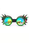 Steampunk goggles kaleidoscope bril groen rood spikes cannab