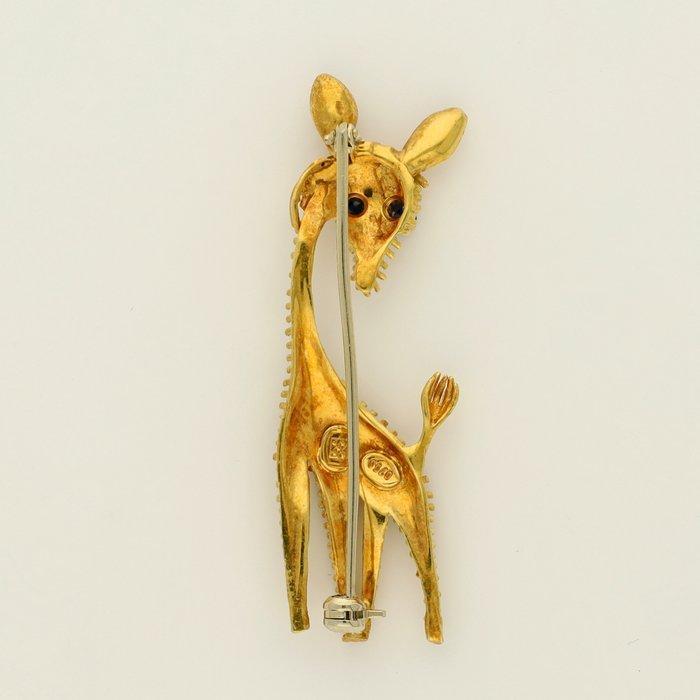 Broche - 18 karaat Geel goud Saffier, Sieraden, Tassen en Uiterlijk, Antieke sieraden