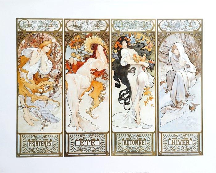 Alphonse Mucha - Les Saisons grün, Antiek en Kunst, Kunst | Tekeningen en Foto's