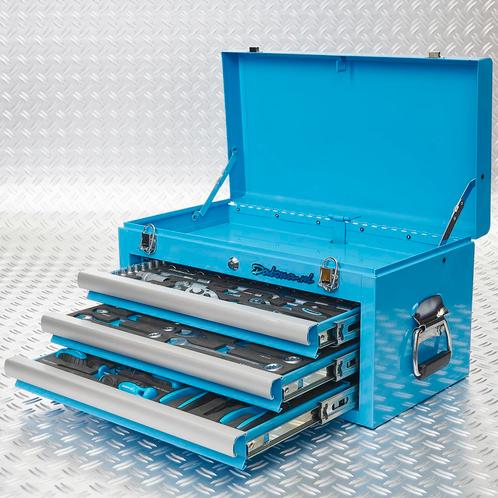 Datona Gereedschapskist drie lades - 3 lades gevuld - blauw, Doe-het-zelf en Verbouw, Gereedschap | Handgereedschap, Nieuw, Ophalen of Verzenden