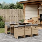 vidaXL 7-delige Tuinset met kussens poly rattan gemengd, Tuin en Terras, 6 zitplaatsen, Nieuw, Tuinset, Verzenden