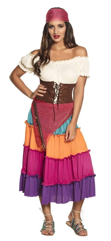 Zigeuner Jurk Gekleurd, Kleding | Dames, Carnavalskleding en Feestkleding, Nieuw, Verzenden