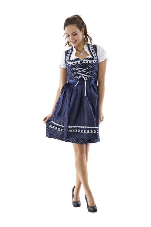 Dirndl blauw-witte polka dot, Hobby en Vrije tijd, Feestartikelen, Nieuw, Verzenden