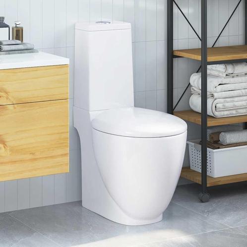 vidaXL Toilet met afvoer achter keramiek wit, Doe-het-zelf en Verbouw, Sanitair, Nieuw, Verzenden