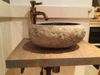 Riverstone Waskom | Uniek Natuursteen | Grijs | Teakea, Doe-het-zelf en Verbouw, Sanitair, Verzenden, Nieuw, Steen, Toilet