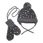 Leopard knitted set mittens & beanie - 74/80CM, Verzenden, Nieuw