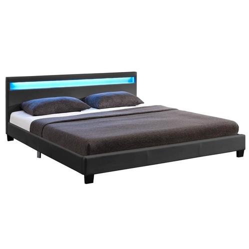 Gestoffeerd bed Paris - 140 x 200 cm - Donkergrijs - LED Ver, Huis en Inrichting, Slaapkamer | Bedden, Nieuw, Verzenden