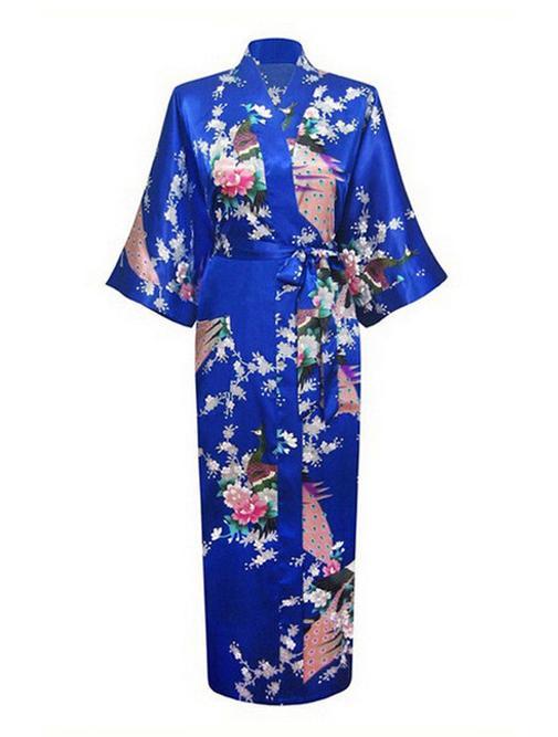 KIMU® Kimono Konings Blauw Maxi XS-S Yukata Satijn Lang Lang, Kleding | Dames, Carnavalskleding en Feestkleding, Nieuw, Maat 34 (XS) of kleiner