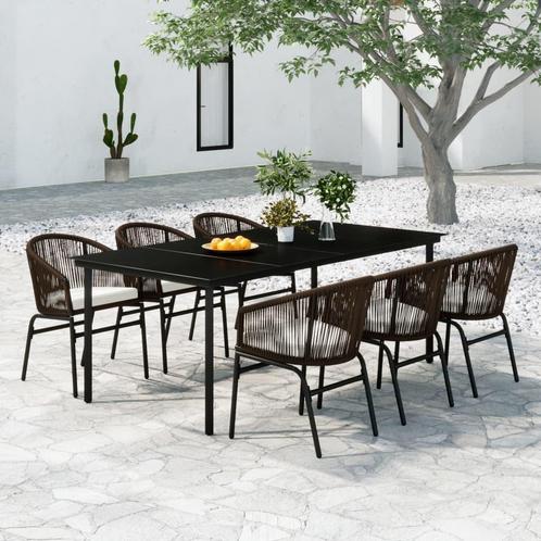 vidaXL 7-delige Tuinset bruin, Tuin en Terras, Tuinsets en Loungesets, Tuinset, Nieuw, 6 zitplaatsen, Kunststof, Verzenden
