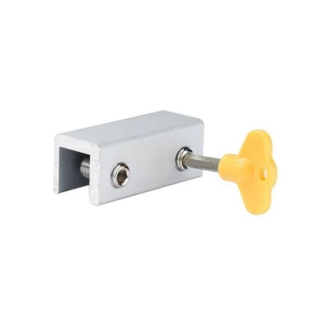 Schuifdeur stopper - 60mm - Met sleutel - Aluminium, Doe-het-zelf en Verbouw, IJzerwaren en Bevestigingsmiddelen, 100 tot 250 mm