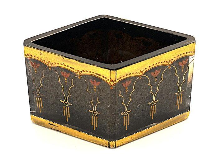 Moser & Söhne Antique Square Enamelled Glass Bowl 1900 - Kom, Antiek en Kunst, Antiek | Glas en Kristal